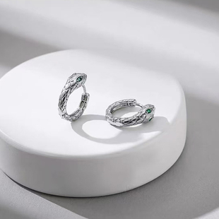 999纯银耳环男高级感潮流痞帅高端耳钉2025年新款潮蛇形男生耳饰