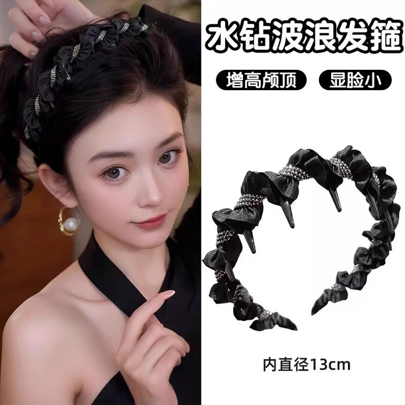 高端轻奢水钻波浪发箍女2026新款