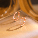 999纯银玫瑰金爱心耳扣女精致法式 高级气质素圈耳圈微镶锆石耳钉