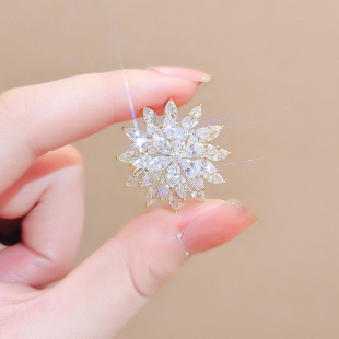外套胸花开衫 高档奢华旋转锆石太阳花胸针网红百搭西装 防走光领扣