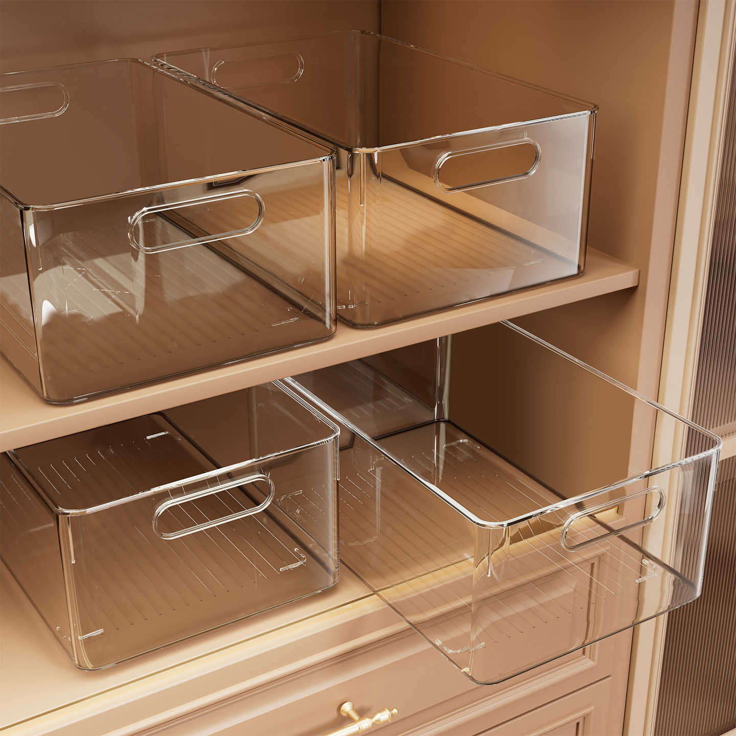 收纳筐桌面零食杂物整理储物盒橱柜塑料长方形透明亚克力置物盒子