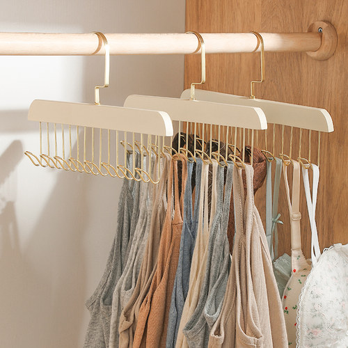 北欧风实木衣架吊带领带围巾挂架