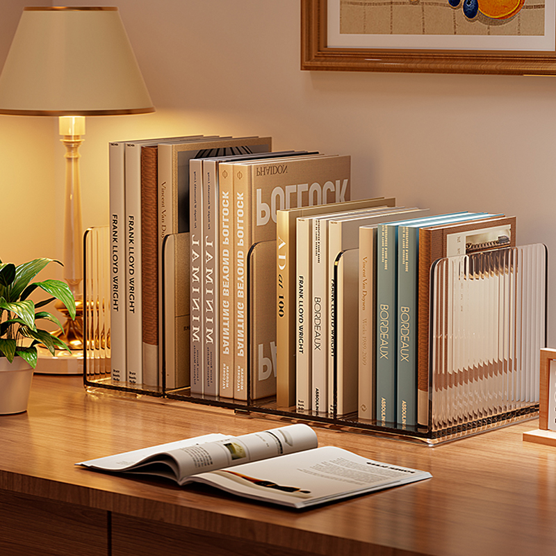 ins风高透书立桌面书本收纳神器