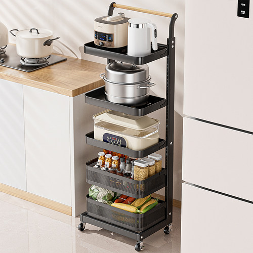 厨房置物架锅架多层落地式家用放蔬菜电器多功能可移动锅具收纳架