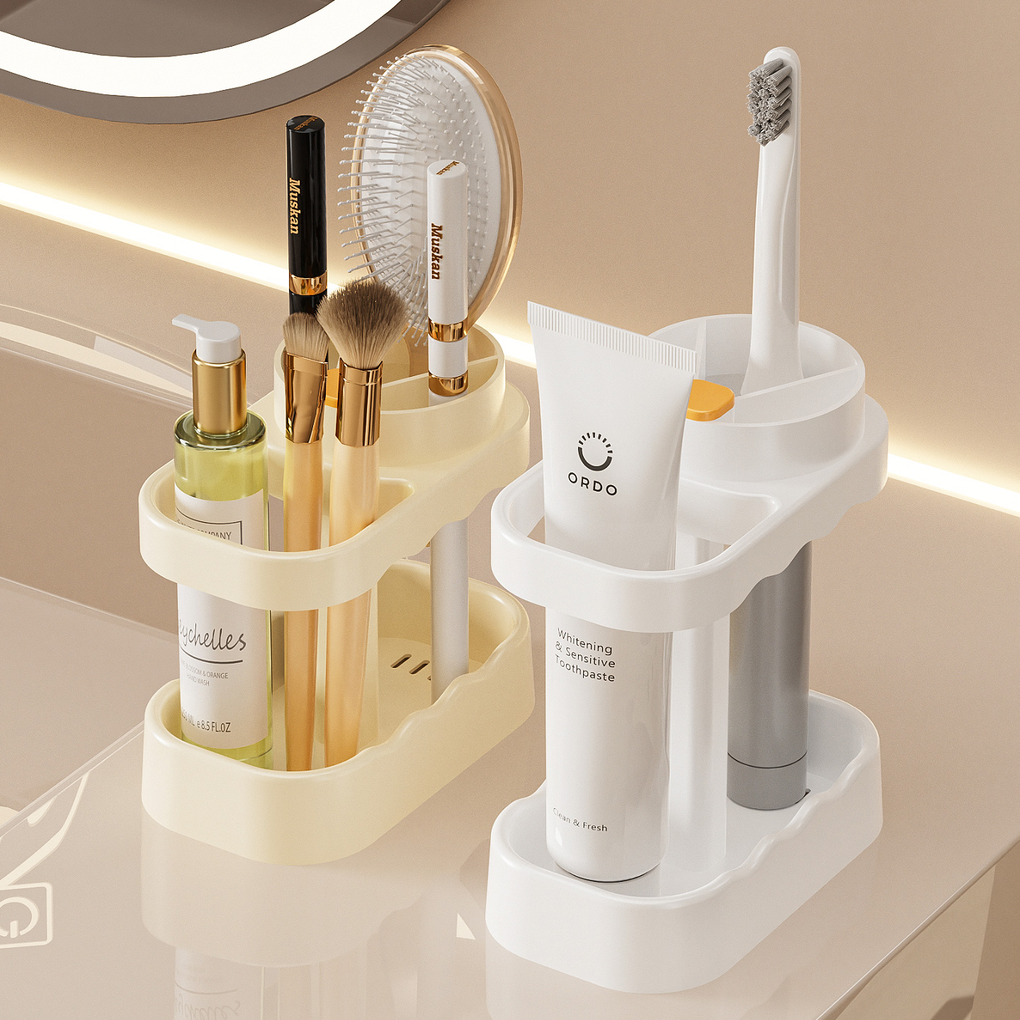 牙缸三合一套装浴室收纳分区干净