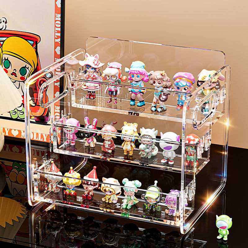 盲盒展示架阶梯式亚克力透明收纳玩偶泡泡玛特摆件公仔手办陈列架