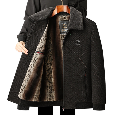 九鹿龙加绒加厚冬季毛领棉衣外套