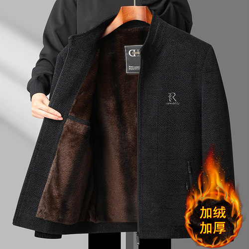 立领秋冬季宽松加绒加厚夹克外套