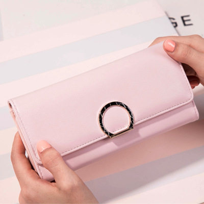 新款韩版手拿女钱包学生长款圆形按扣手拿包搭扣竖款三折钱夹皮夹在类目 箱包皮具/热销女包/男包, 钱包中 - 来自Buy2taobao.com提供专业的淘宝代购服务