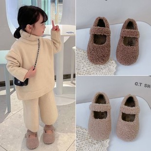 毛毛鞋儿童棉鞋2024秋冬童鞋女童冬鞋加绒鞋子小童鞋子宝宝二棉鞋