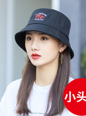 渔夫帽小头围女秋天帽子小号xs黑色小码s小头52cm54cm秋季遮阳帽