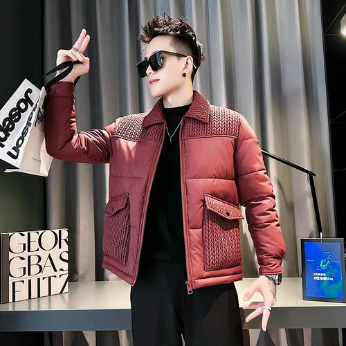 冬季潮牌羽绒棉服男款痞帅麦穗拼接工装棉衣2024新款男士冬装外套