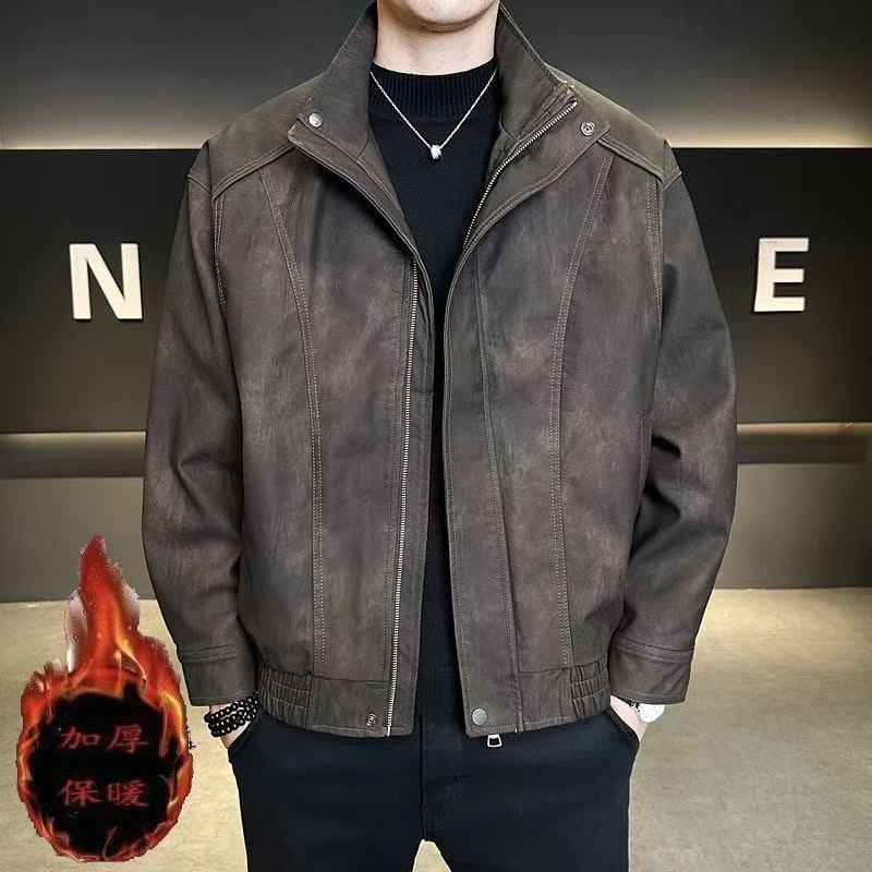 男装欧洲站痞帅机车服皮夹克