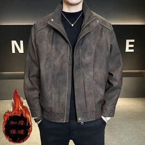 男装欧洲站痞帅机车服皮夹克