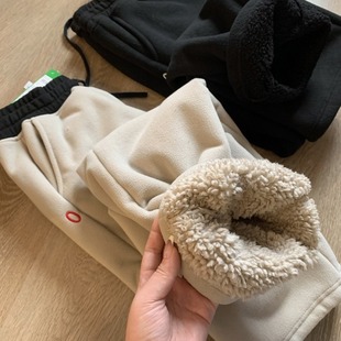 加绒加厚保暖可调节摇粒绒男式 休闲裤