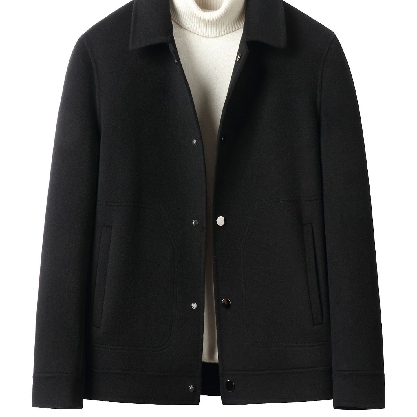 秋冬款100%羊毛双面呢夹克男士短款毛呢大衣帅气外套宽松版型,男装,毛呢大衣,淘宝优惠券,粉丝福利购,淘宝优惠卷