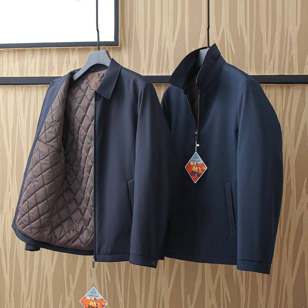 秋冬男士驼绒驼毛保暖不臃肿棉衣