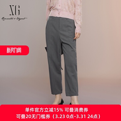 XG/雪歌休闲宽松显瘦通勤直筒裤