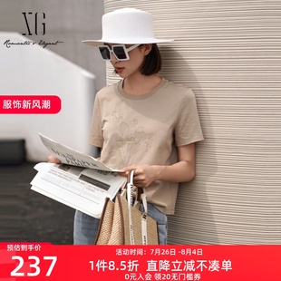 宽松显瘦百搭上衣T恤衫 圆领短袖 雪歌2025夏季 XK201036A909 新款