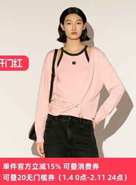 XG/雪歌26春新款设计感不对称挂脖针织衫女假两件套XL111012A316