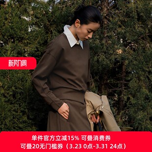 卫衣女长袖 新款 套头假两件针织上衣XL101015A209 雪歌26年春季