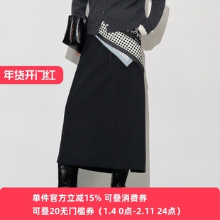 XG/雪歌2025年冬季新款松紧腰抽绳半身裙中长款裙子XL403616A890