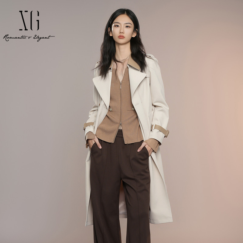 XG/雪歌双排扣风衣女百搭外套