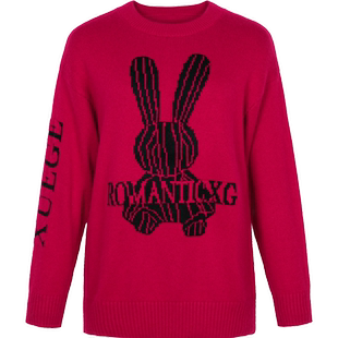 xg雪歌商场同款宽松针织衫女套头2024春新款休闲毛衫XJ111003A113