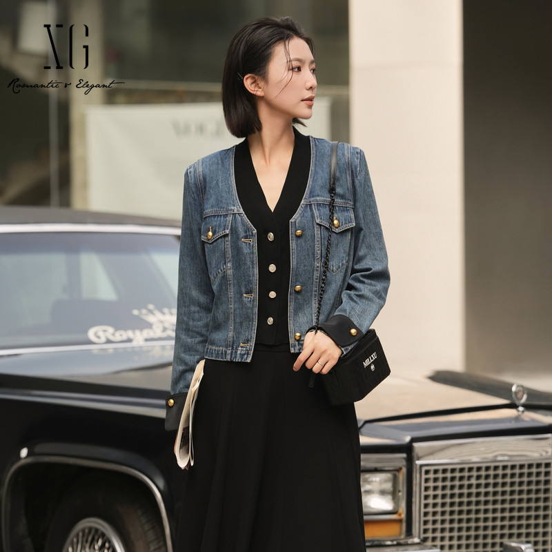 XG/雪歌休闲牛仔短外套女
