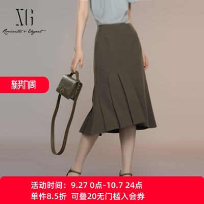 XG/雪歌高腰显瘦A字半身裙