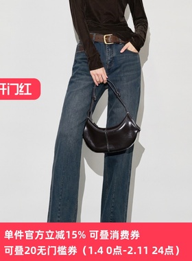 XG/雪歌2025年冬季新款显瘦水洗直筒牛仔裤女长裤XK402027A319