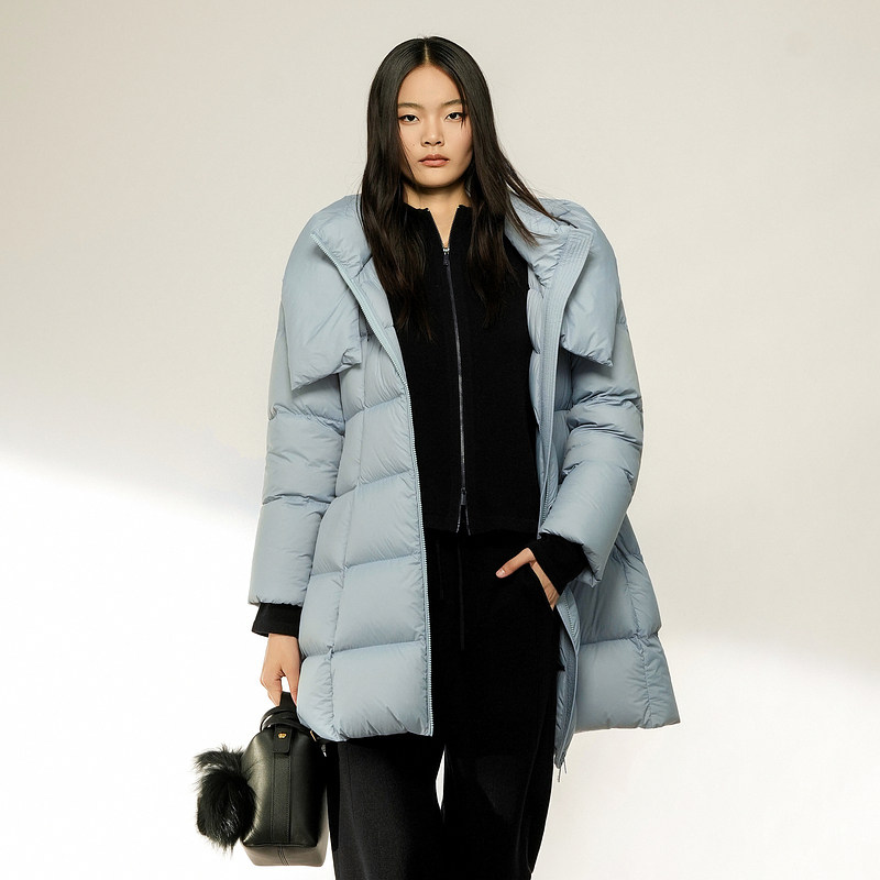 XG/雪歌立领中长款羽绒服女