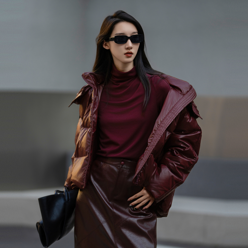 XG/雪歌亮面宽松短款羽绒服