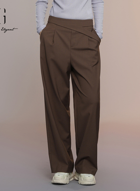XG/雪歌25年秋季新款高腰显瘦直筒休闲裤女百搭长裤XK302004A572