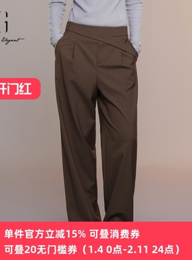 XG/雪歌25年秋季新款高腰显瘦直筒休闲裤女百搭长裤XK302004A572