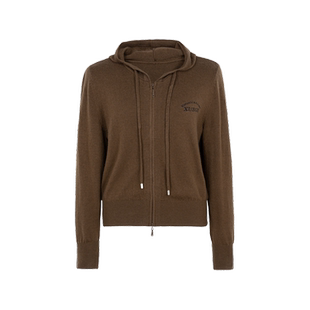 XG/雪歌连帽休闲针织开衫外套女2024秋季新款毛衣XJ311041A672