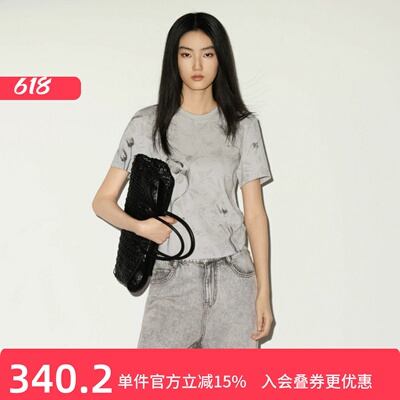 XG/雪歌圆领直筒印花短袖T恤女