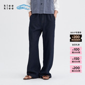 新品 素然 klee 25冬女士经典 重磅牛仔松紧腰松直筒裤