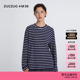 25冬女士起绒条纹针织布圆领长袖 T恤 ZUCZUG 4M36 新品 素然