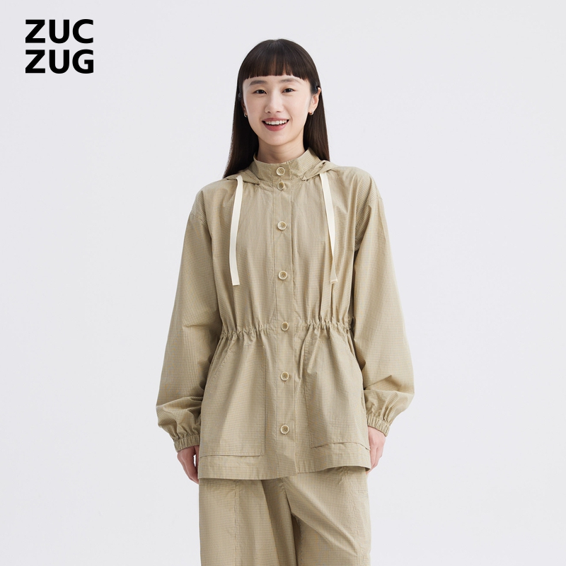 ZUCZUG素然色织格纹棉布短风衣