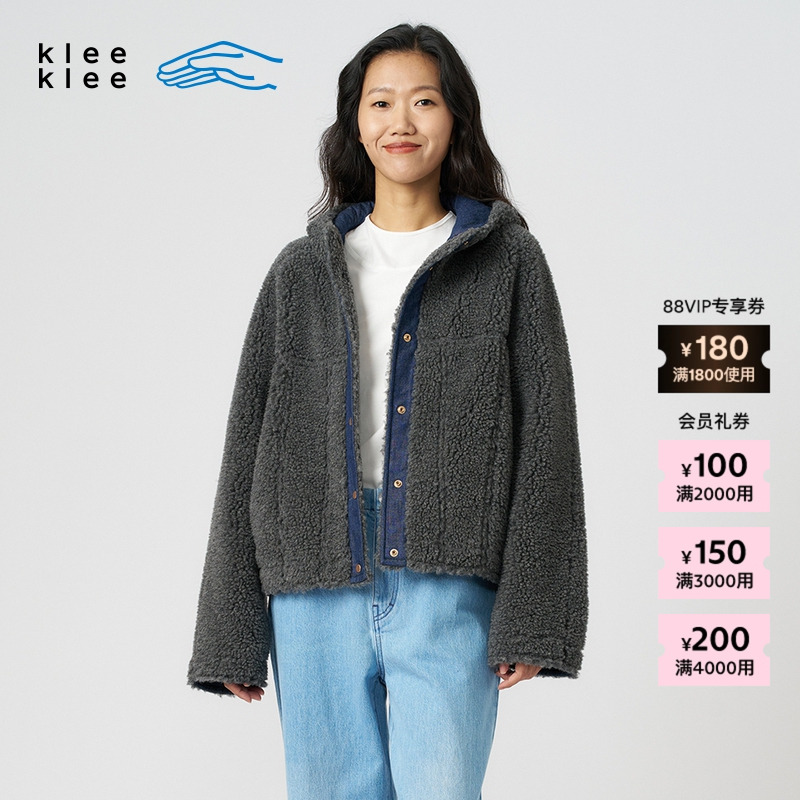 kleeklee羊羔毛棉麻牛仔外套