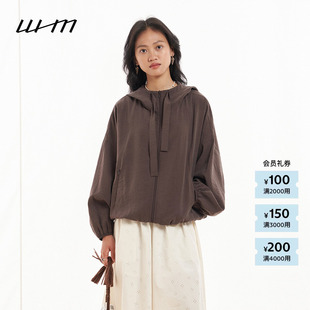 WHM 素然 26春女士气质设计感砂洗真丝混纺连帽夹克 新品