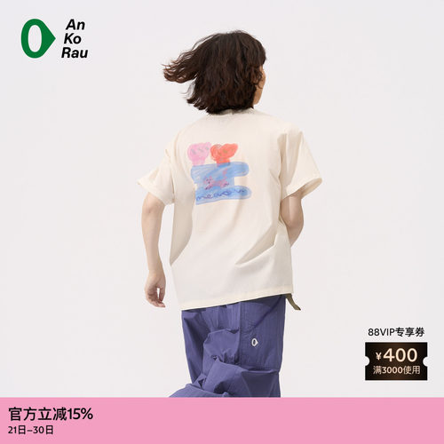 AnKoRau安高若涂画梭织短袖T恤