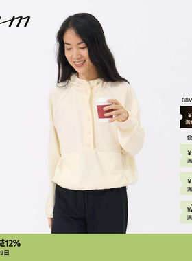 WHM绒感细格针织布连帽衫