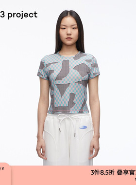 素然3ge3 project 秋季女士休闲宽松弹力印花针织布T恤
