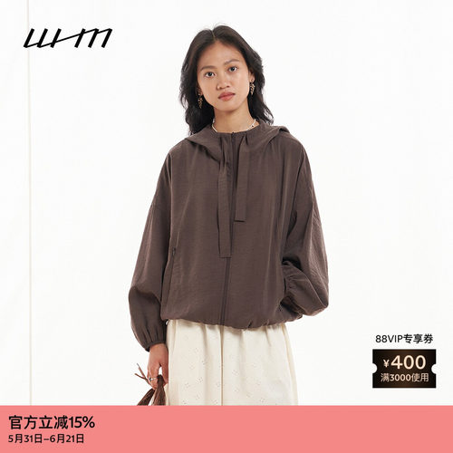 WHM砂洗真丝混纺连帽夹克