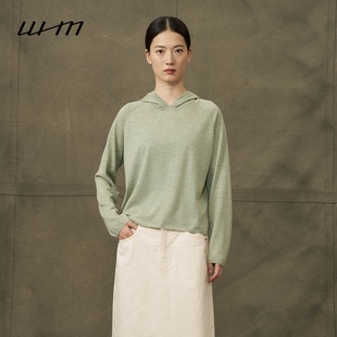 素然WHM 冬季 女士精细美利诺羊毛气质连帽针织衫