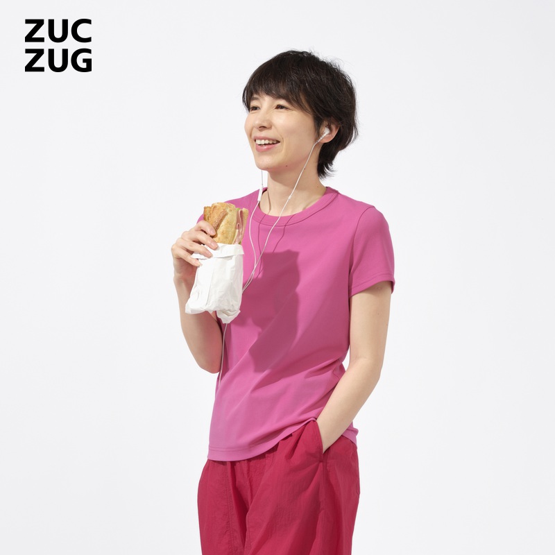 ZUCZUG强捻针织布拼罗纹短袖T恤