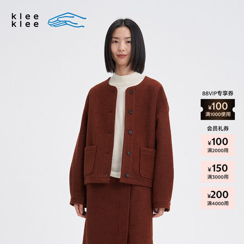 kleeklee羊毛圈圈针织呢短夹克