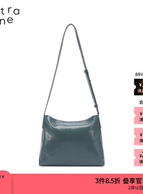 素然extra one 春夏女士休闲创意裂纹牛皮翻盖HOBO包